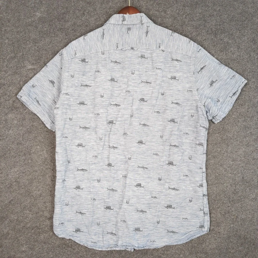 Banana Republic Mens Large Slim Fit Linen Short‎ Sleeve Shirt
